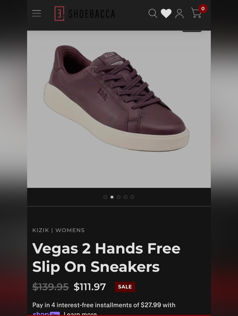 Kizik Women Casual Low-Top Sneakers in Burgundy with Cream Sole